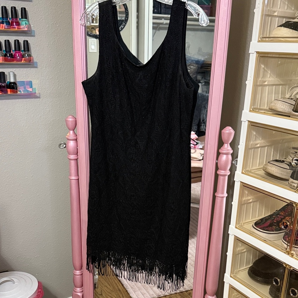 Chic Black Fringe Mini Dress Flapper